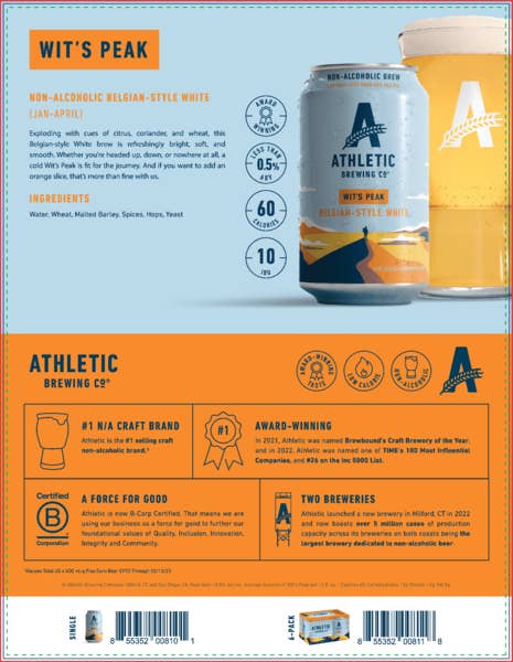 Wit's Peak Witbier Athletic Non-Alcoholic Beer Online