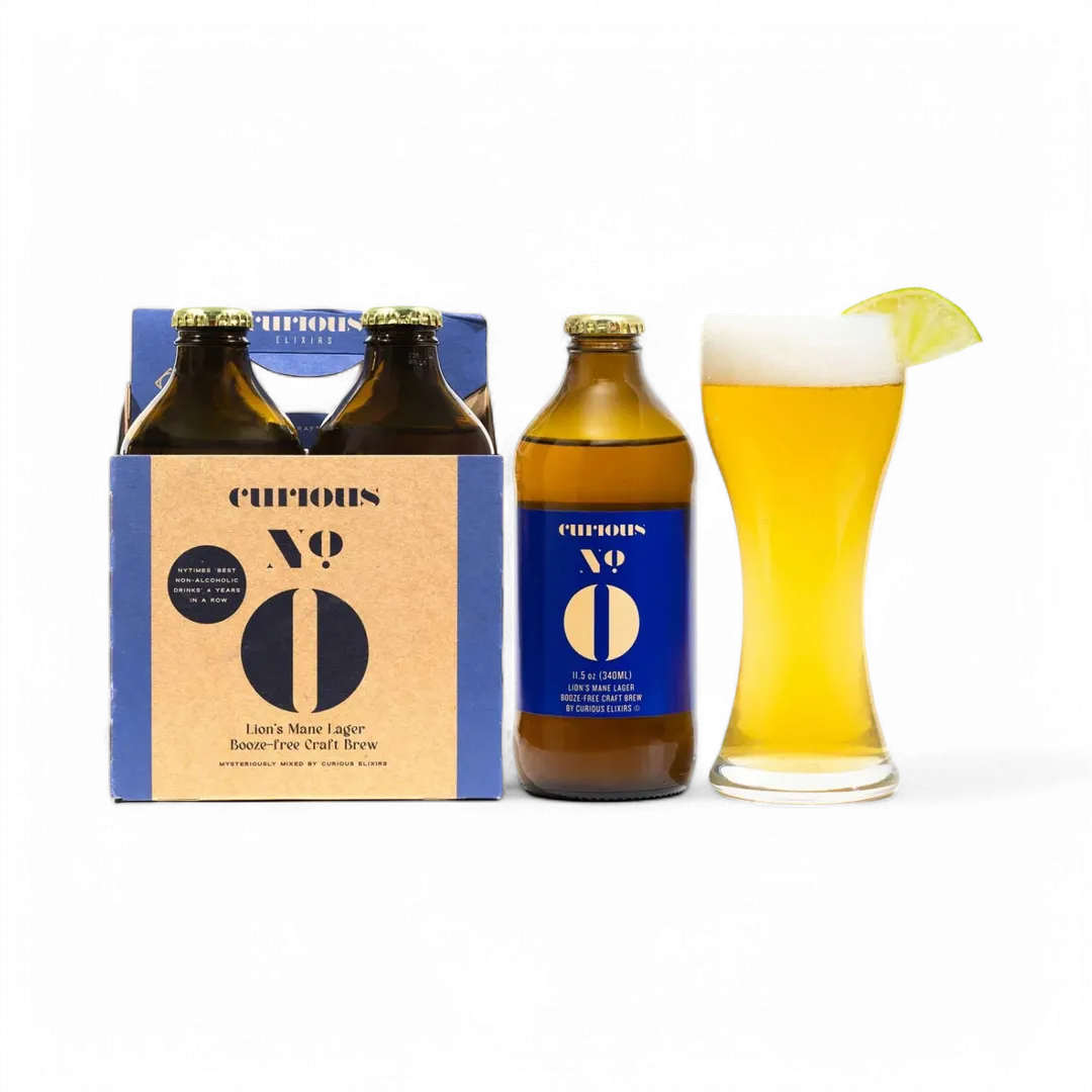 Curious Zero Lion's Mane Lager • Booze-Free Craft Brew Online