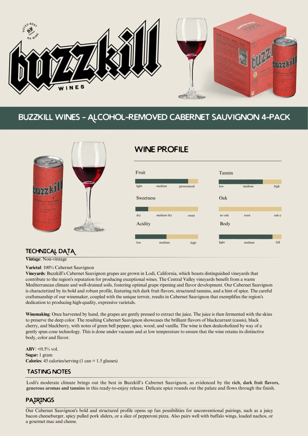 Cabernet Sauvignon Alcohol-Removed Wine