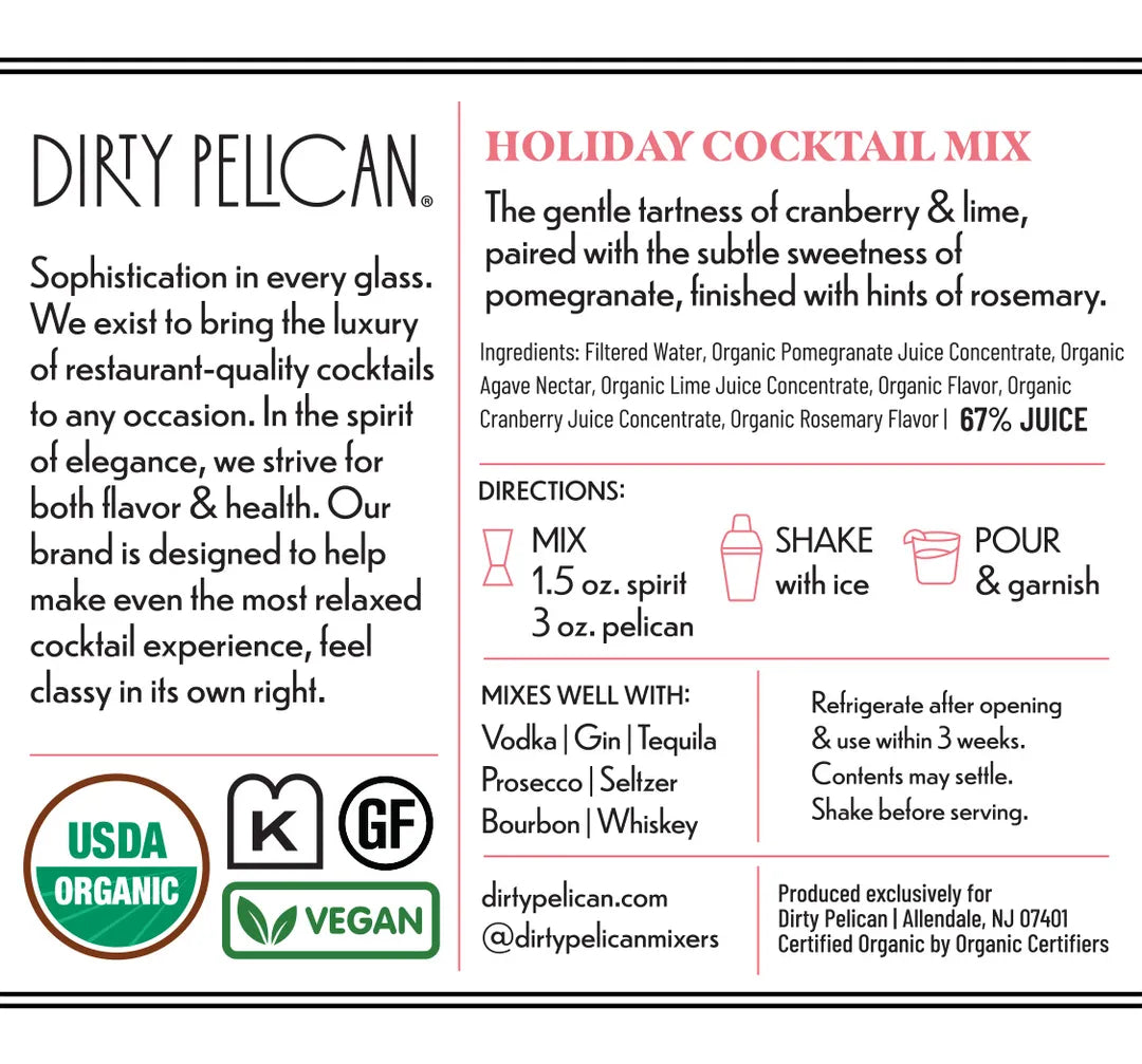 Dirty Pelican Limited Edition Cranberry Pomegranate Cocktail Nonalcoholic Mixer*