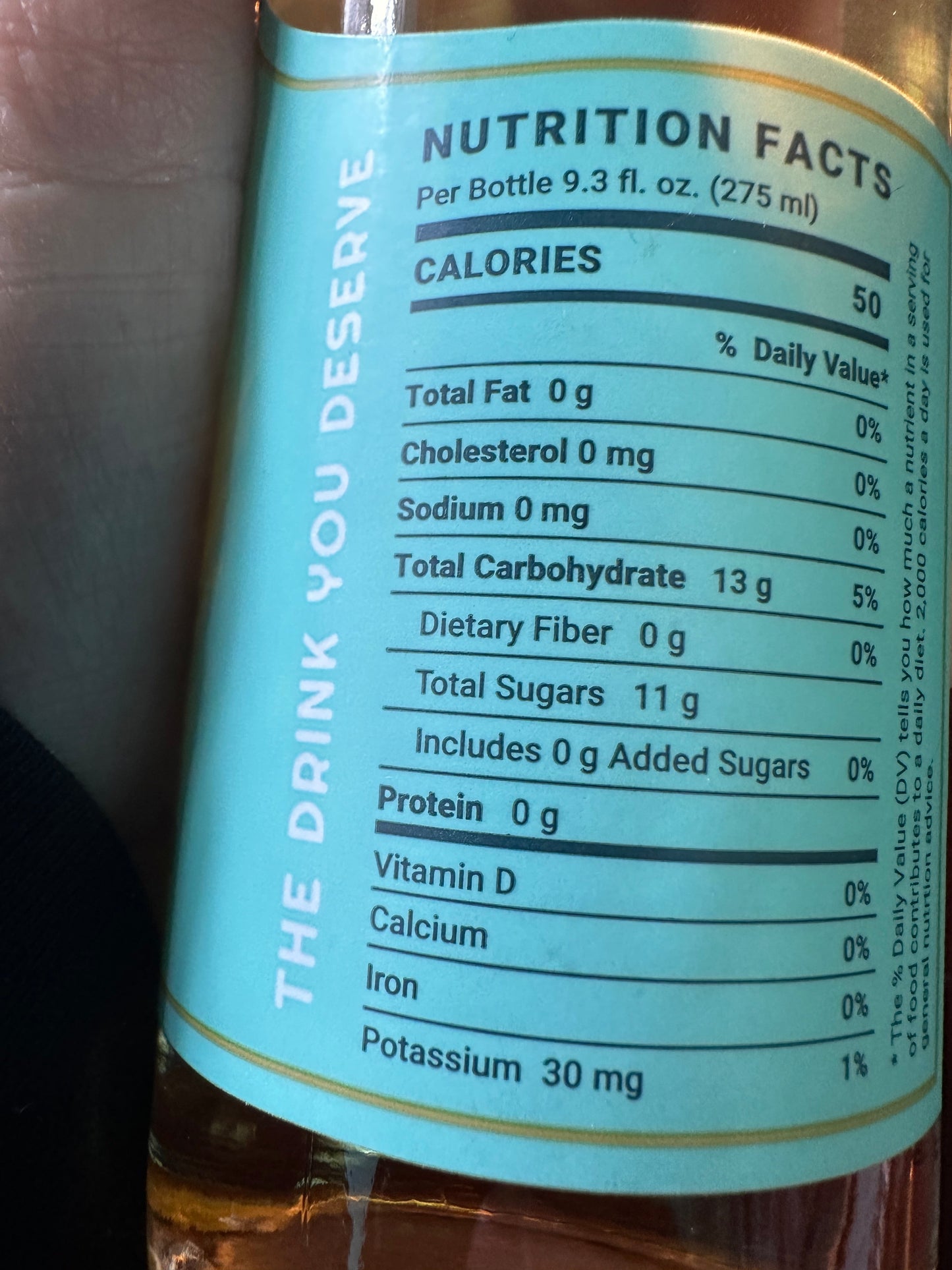 the nutrition facts for gruvi's dry secco