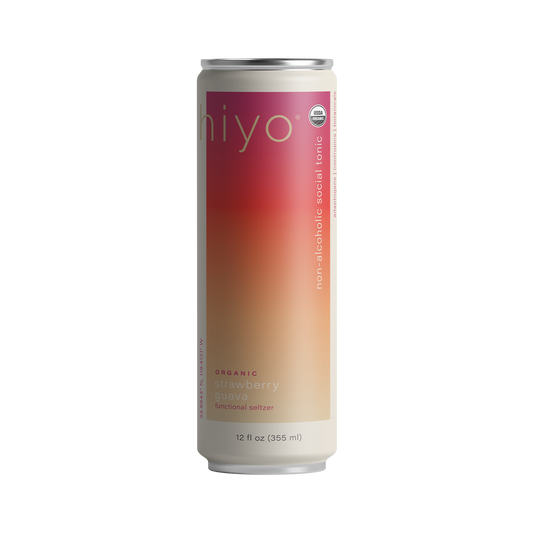 a can of hiyo's organic strawberry guava functional seltzer