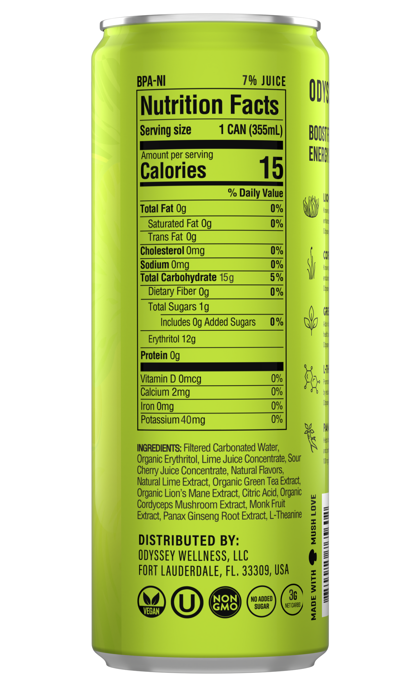 Odyssey Cherry Lime 222mg Sparkling Mushroom Energy*