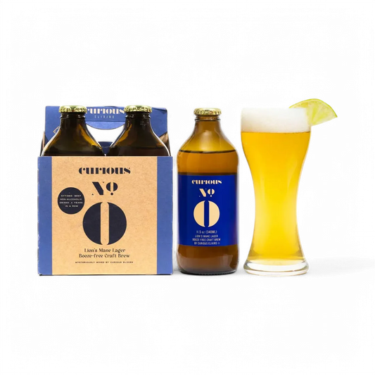 Curious Zero Lion's Mane Lager • Booze-Free Craft Brew Online
