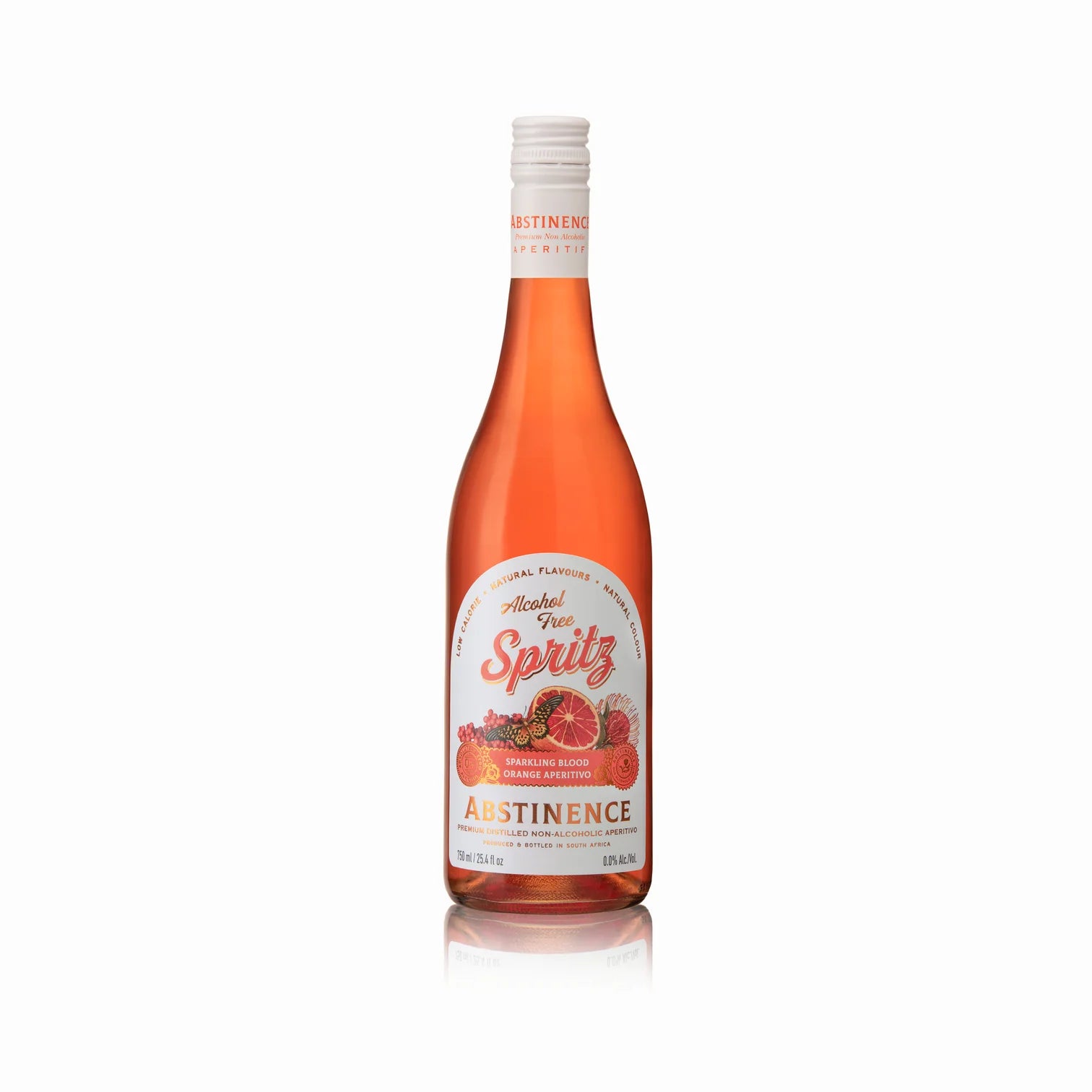 a bottle of abstinence's sparkling blood orange spritz