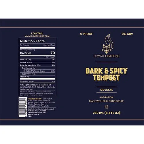 nutrition facts from a dark and spicy can