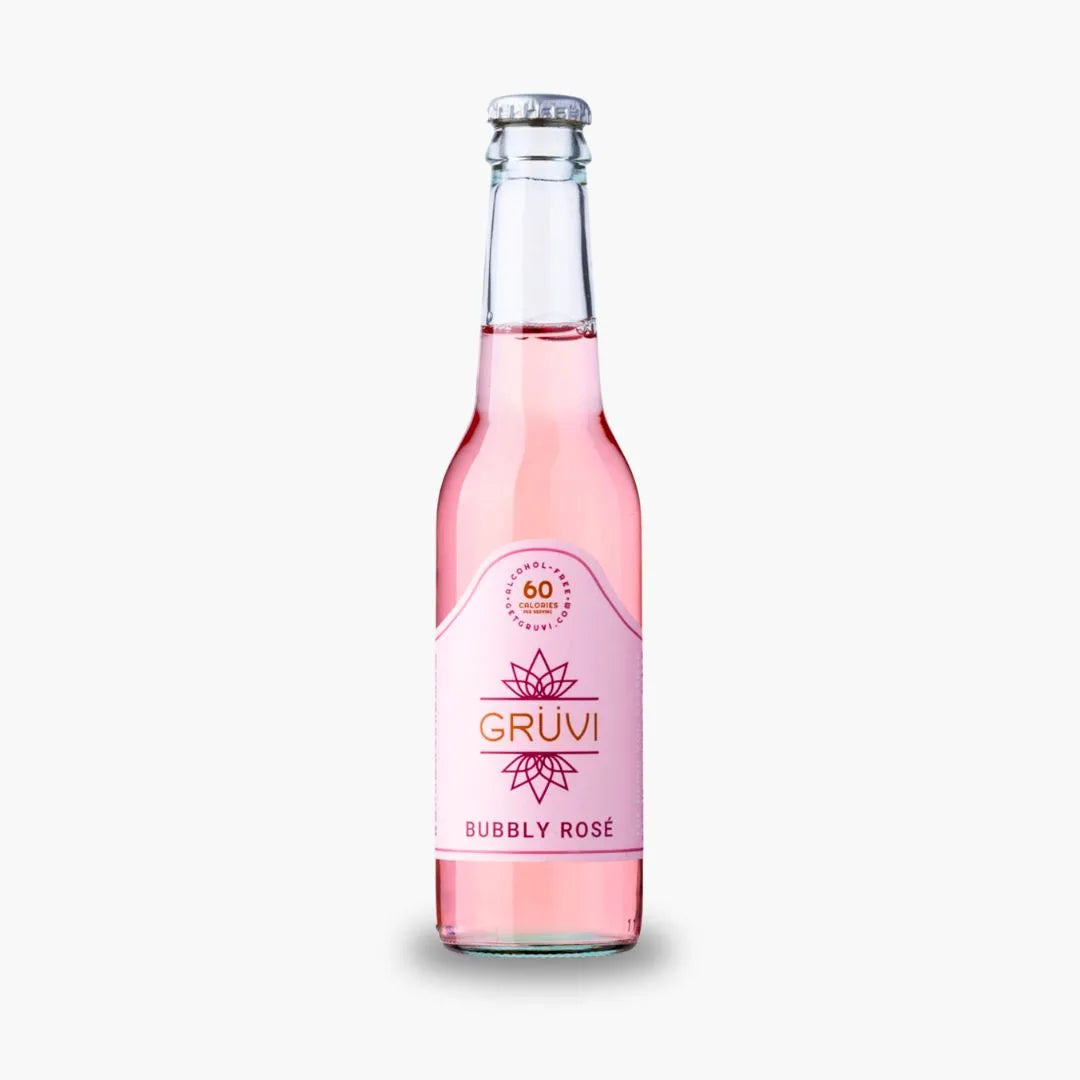 a bottle of gruvi's bubbly rose