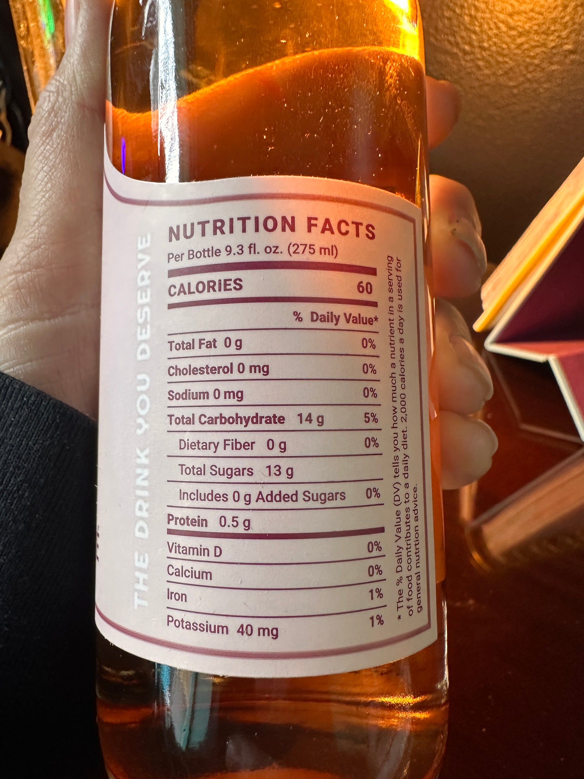 nutrition facts from a bottle of bubbly rose