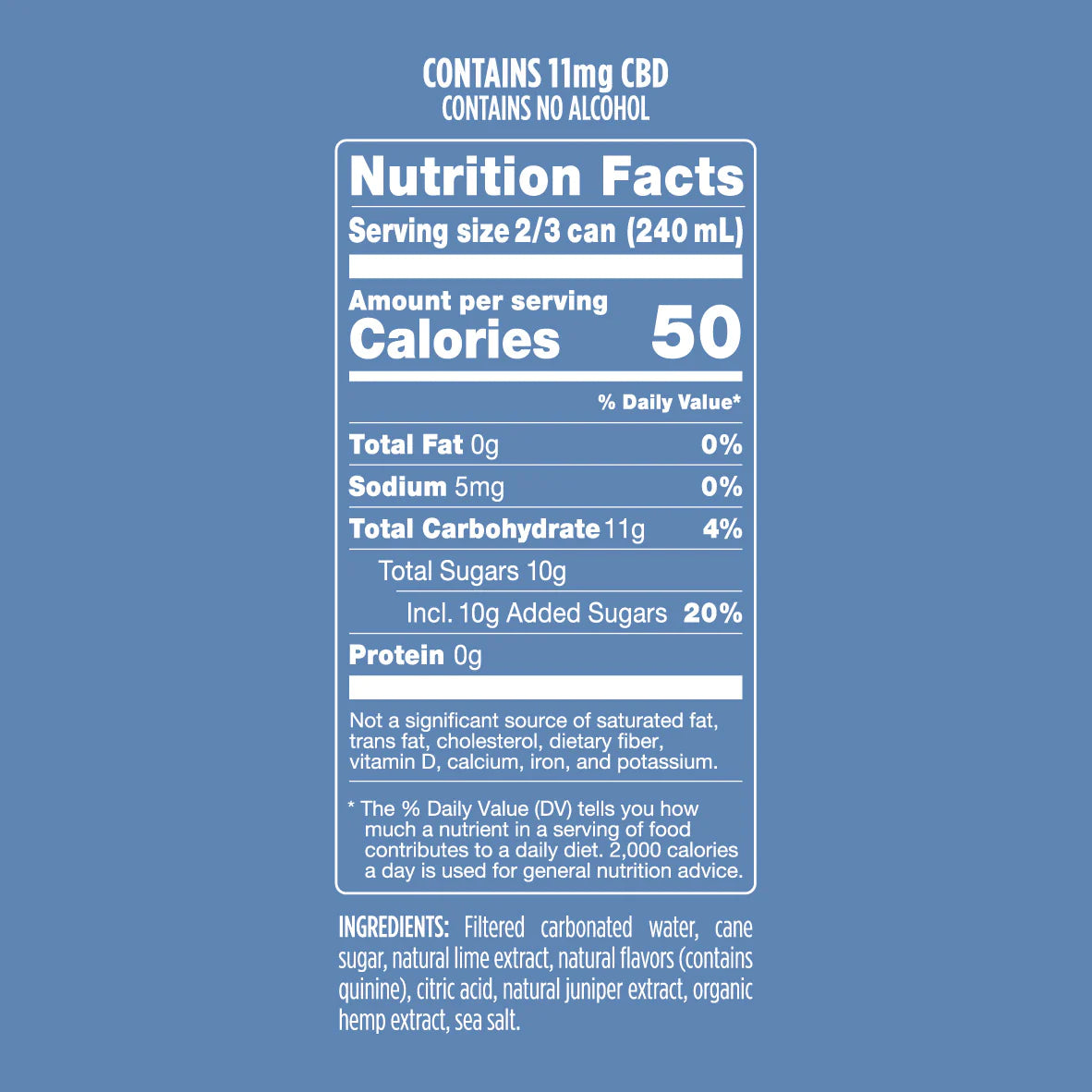 nutrition facts from a box of jeng and tonic