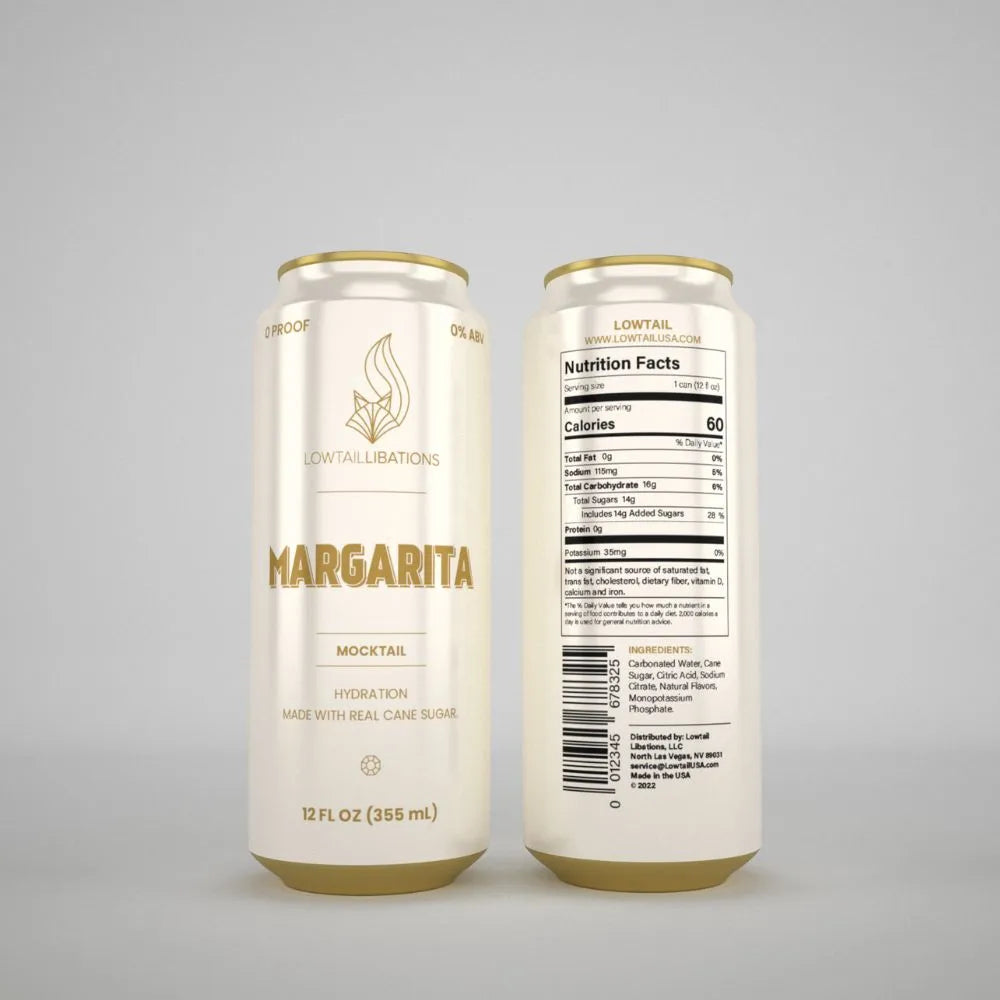 a can of lowtail libations' margarita mocktail