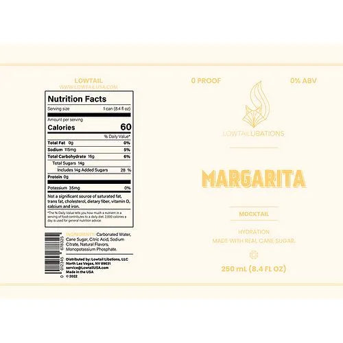 nutrition facts from a margarita can