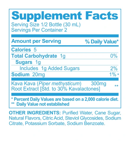 Mitra9 Cool Breeze Kava Shot supplement facts label