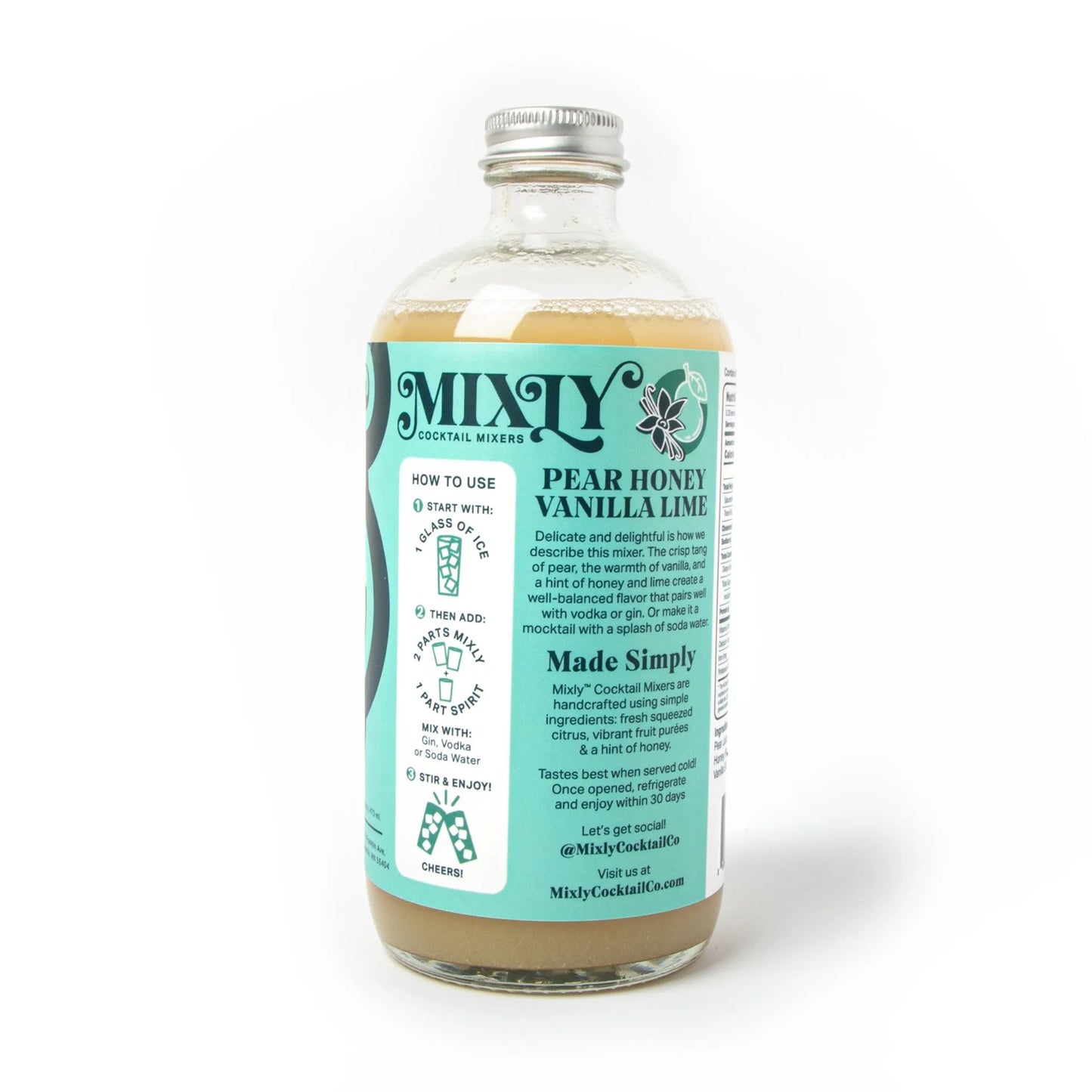 mixly's pear honey vanilla lime bottle