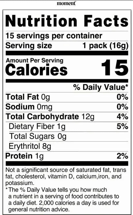 nutrition facts for the dream powder