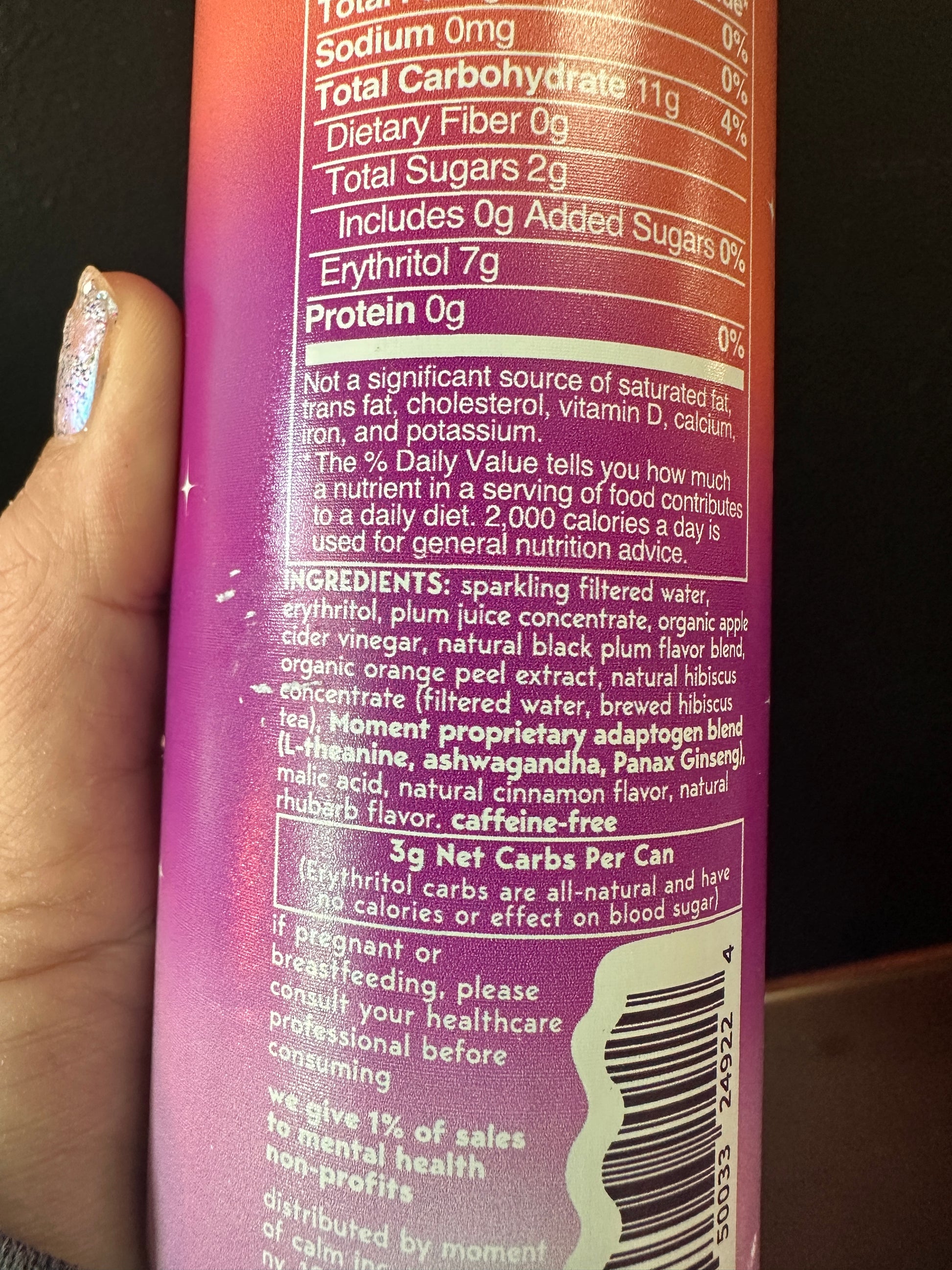 the back of a plum ginseng can