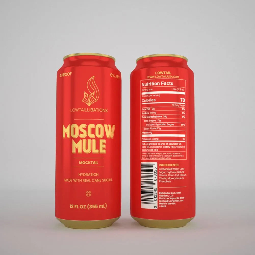 a can of lowtail libations' moscow mule mocktail