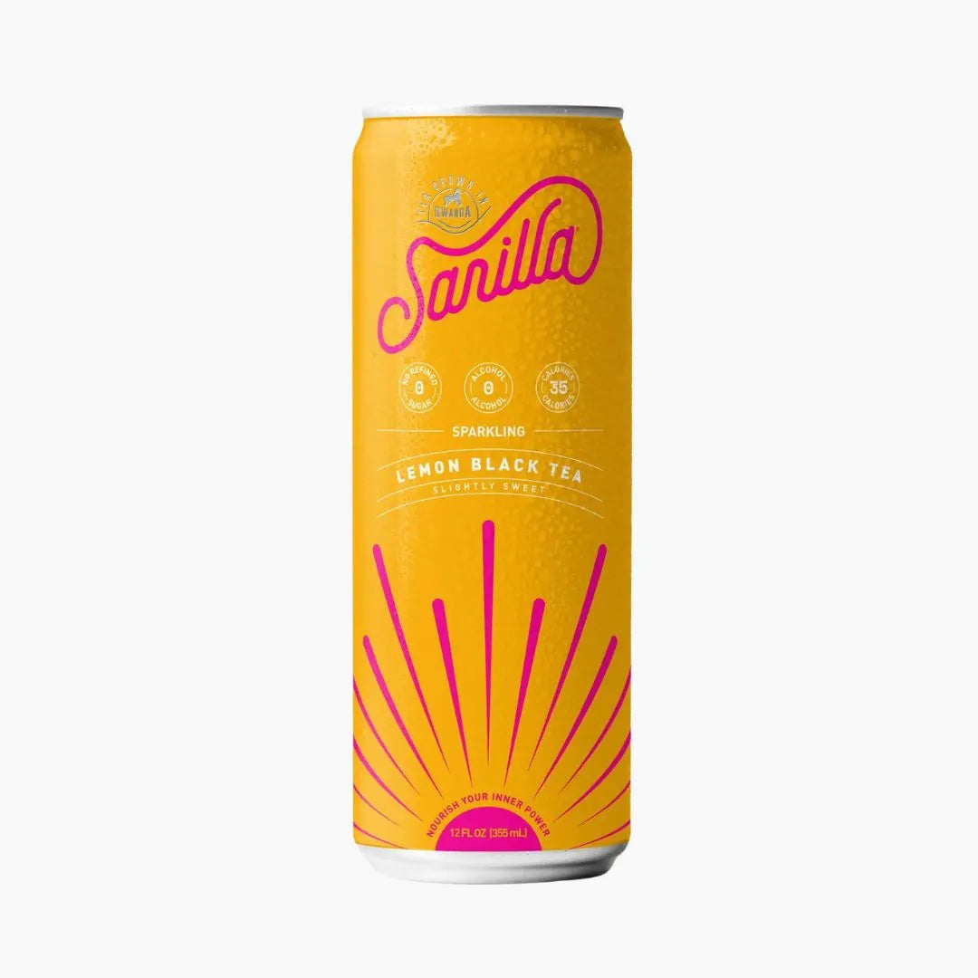 a can of sarilla's sparkling lemon black tea 