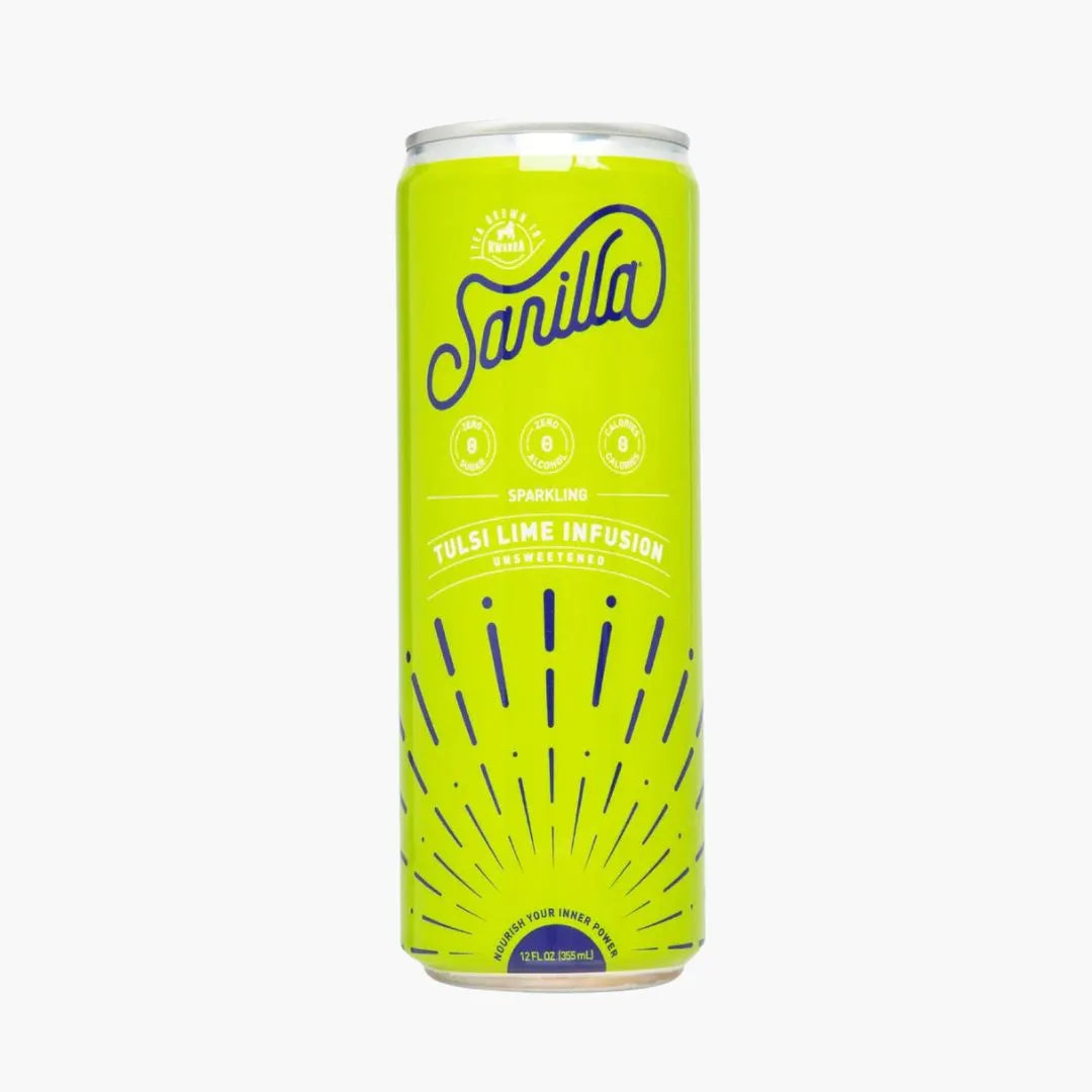 a can of sarilla's sparkling tulsi lime infusion