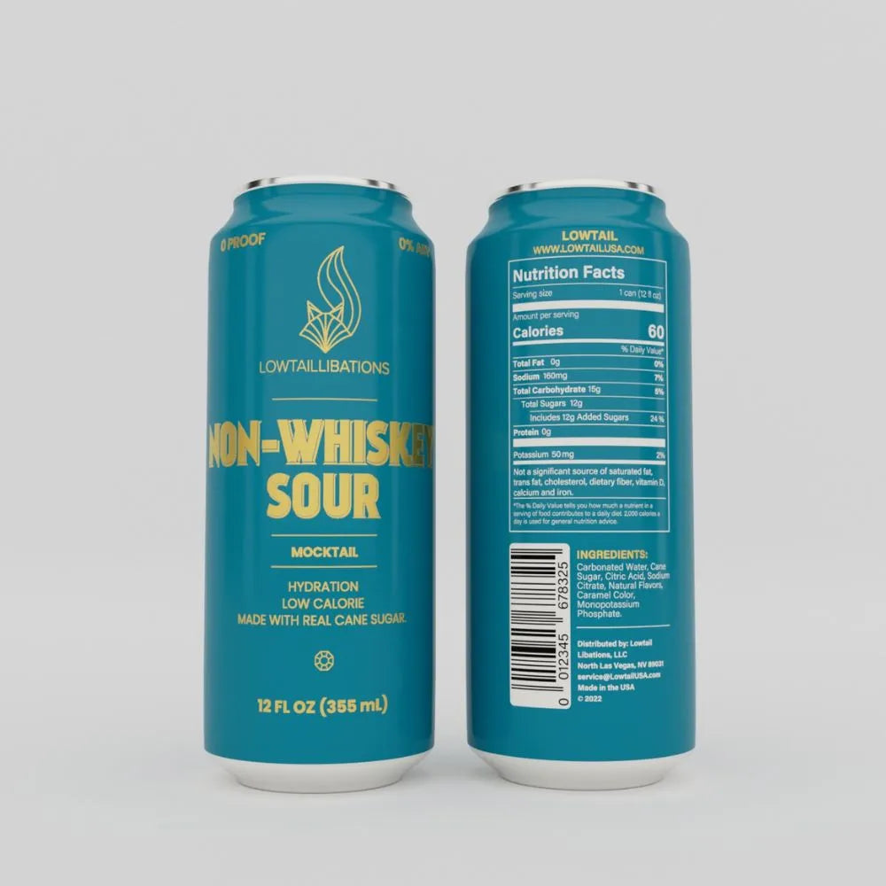 a can of lowtail libations' non-whiskey sour mocktail